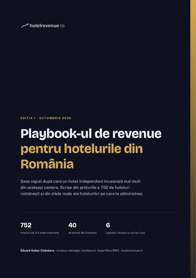 Coperta: Playbook-ul de revenue pentru hotelurile din România, ediția 1, octombrie 2026